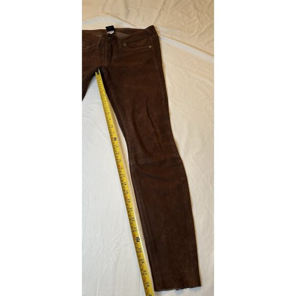 True Religion Women's Casey Lamb Leather Suede Skinny Pants Brown 28 M - Picture 7 of 10